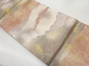 引箔抽象山並みに木々模様織出し名古屋帯